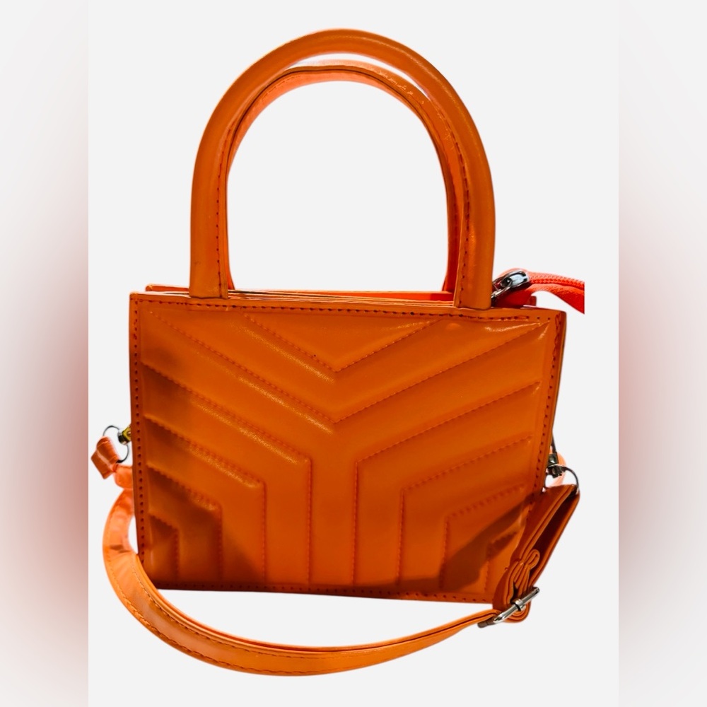 Orange Quilted Crossbody Tote - Women - Picture 5 of 6